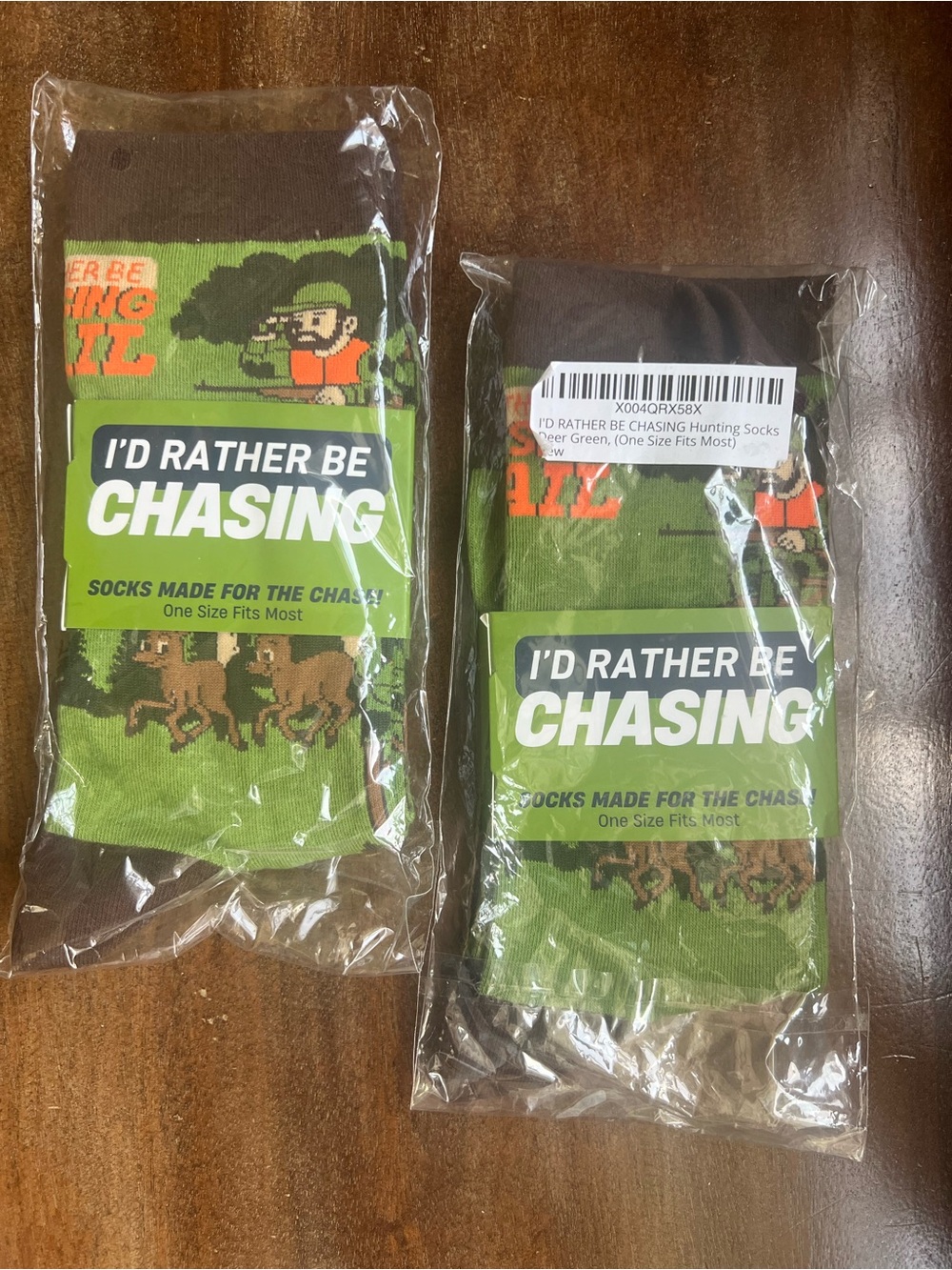 I'd Rather Be Chasing Green Hunting Socks - Men's One Size - 2 pair